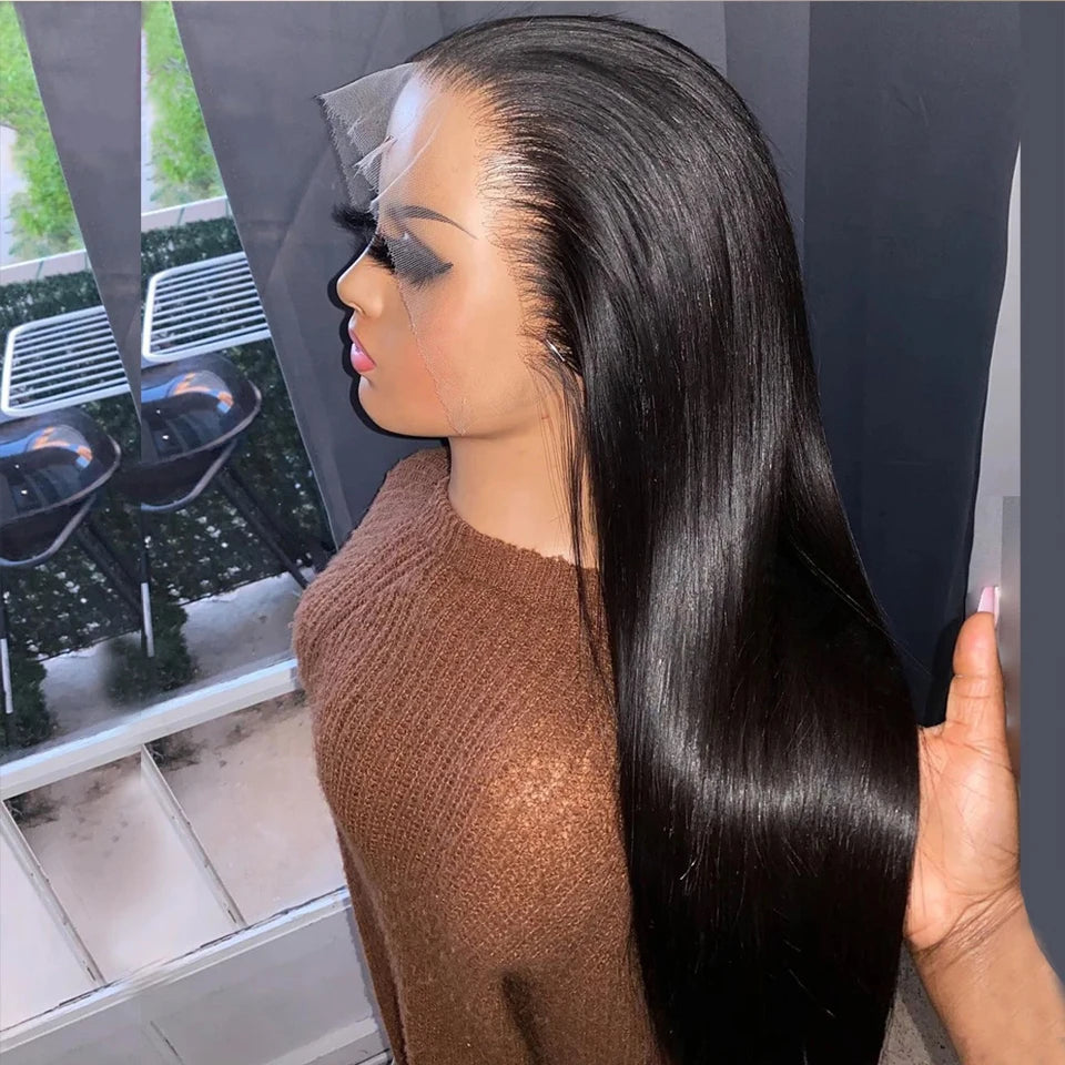 Bone Straight HD Transparent 13x4 Lace Frontal Wigs On Sale Clearance Brazilian Human Hair Wigs For Women 30 Inch Lace Front Wig