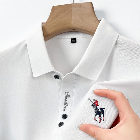 100% pure cotton high-end luxury brand men's short sleeve POLO T-shirt