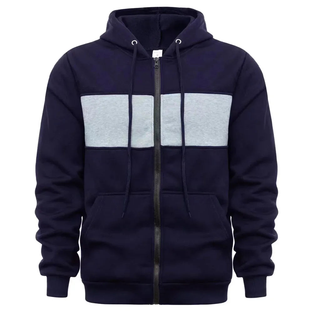 Men's Hoody Cardigan Sweatshirt Color Blocking