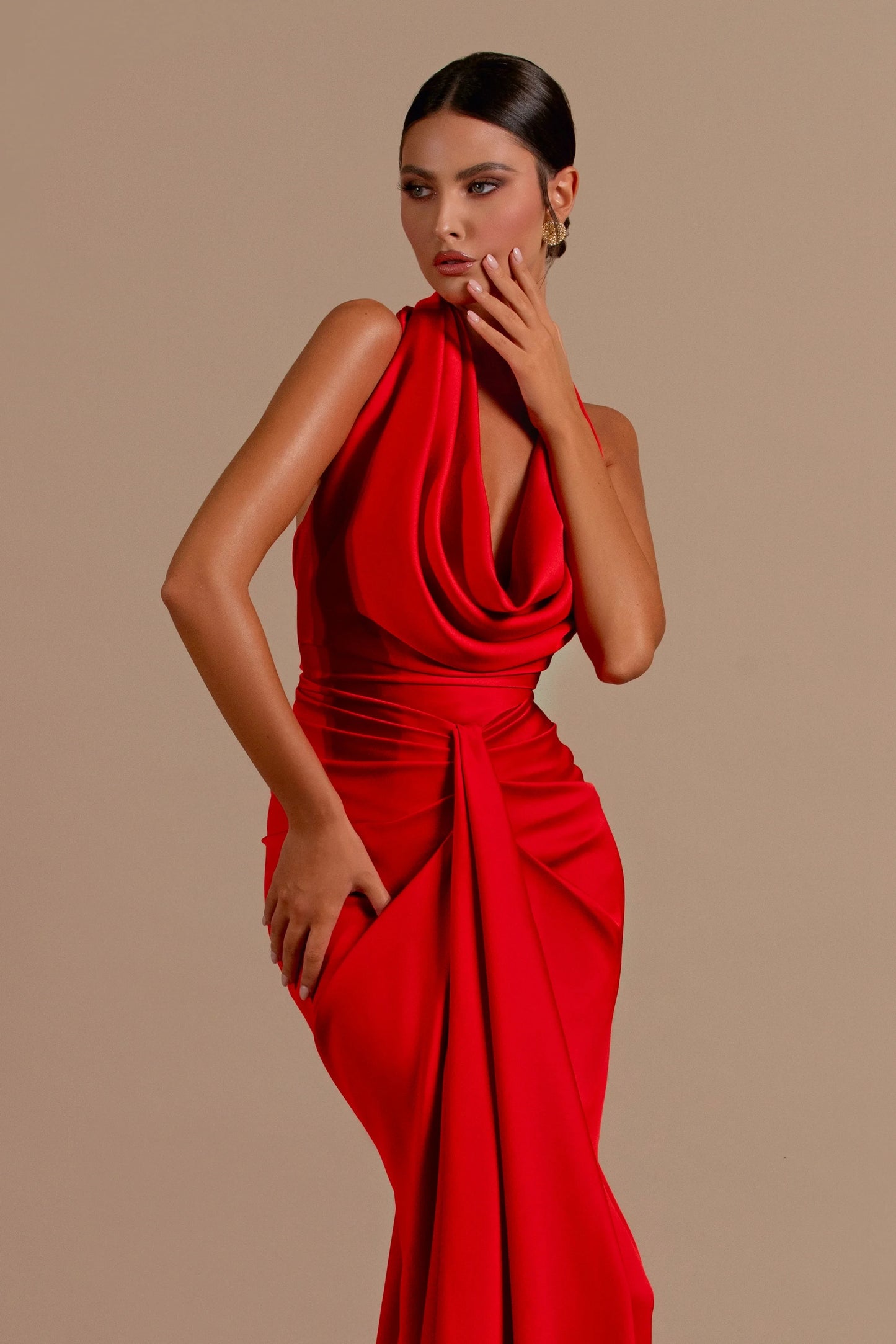 Red Color Women Sexy Off the Shoulder Backless Satin Long Maxi Dress Wedding Party Mermaid