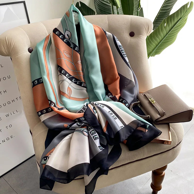 Women Fashion Print Silk Scarf Luxury Brand