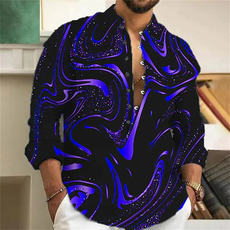 Hot Sale Men's Shirt 3D Printed Hawaiian Long Sleeve Shirt