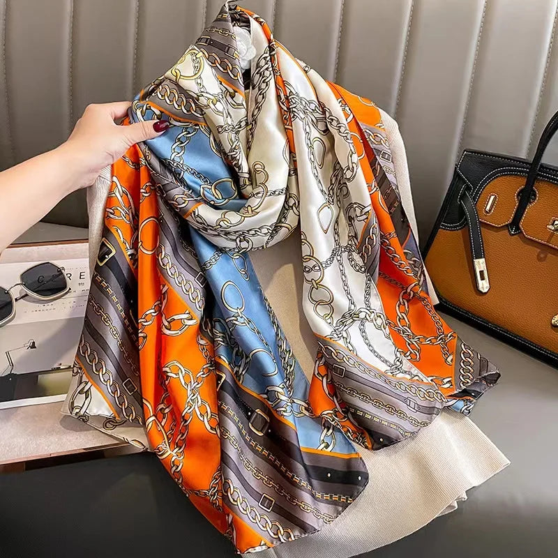 Women Fashion Print Silk Scarf Luxury Brand