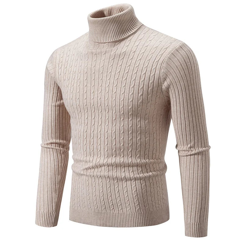 New Men's High Neck Sweater Solid Color