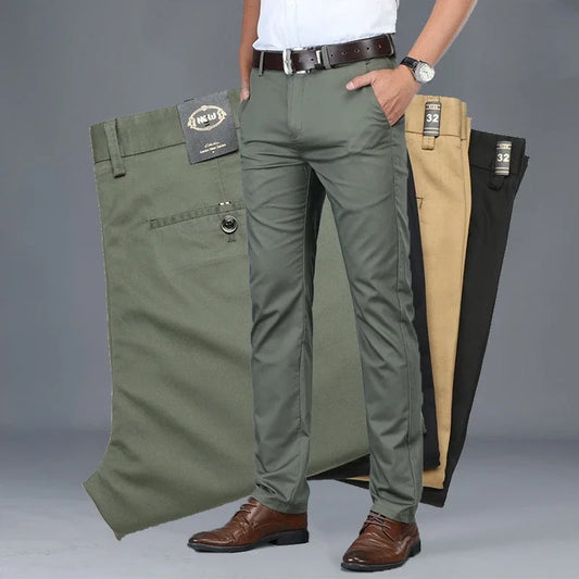 Thin Men's Business Casual Pants Stretch Straight Fashionable Versatile Casual Suit Long Pants Male