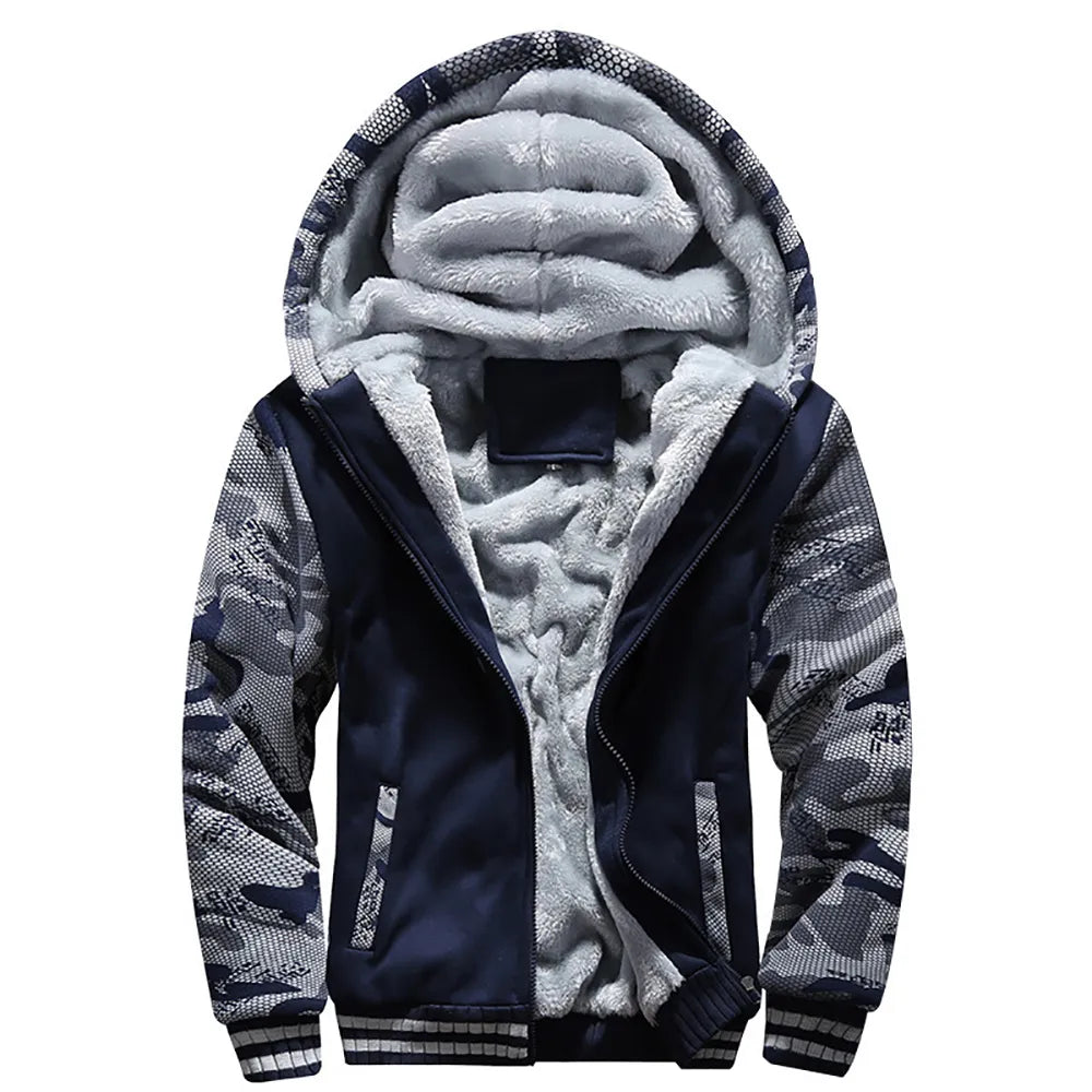 Men's Jacket Camouflage Thicken Winter Jackets for Men Fleece Long Sleeve Coat