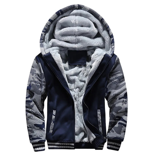 Men's Jacket Camouflage Thicken Winter Jackets for Men Fleece Long Sleeve Coat