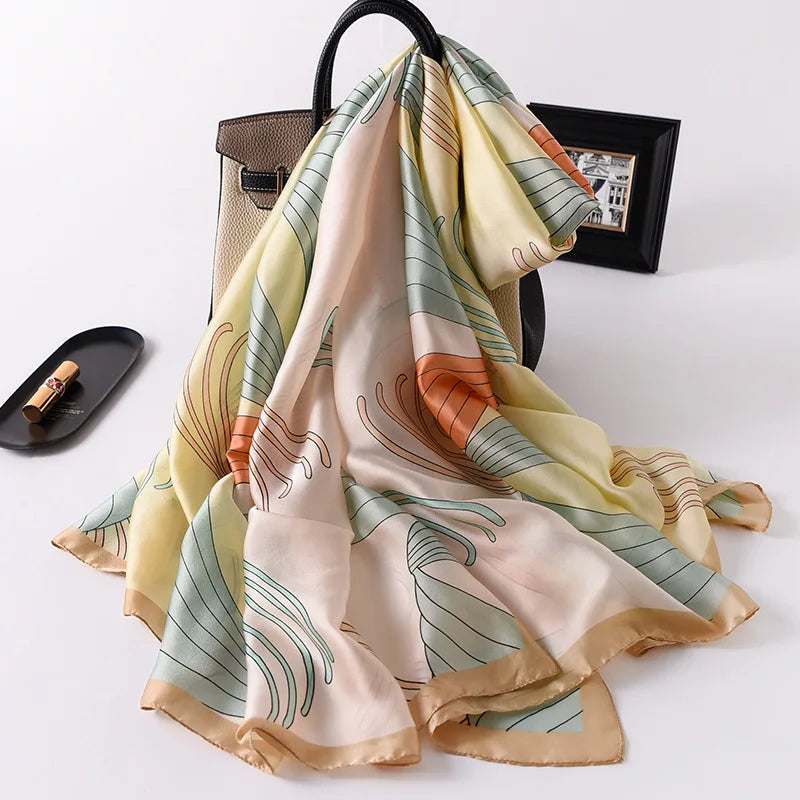 Women Fashion Print Silk Scarf Luxury Brand