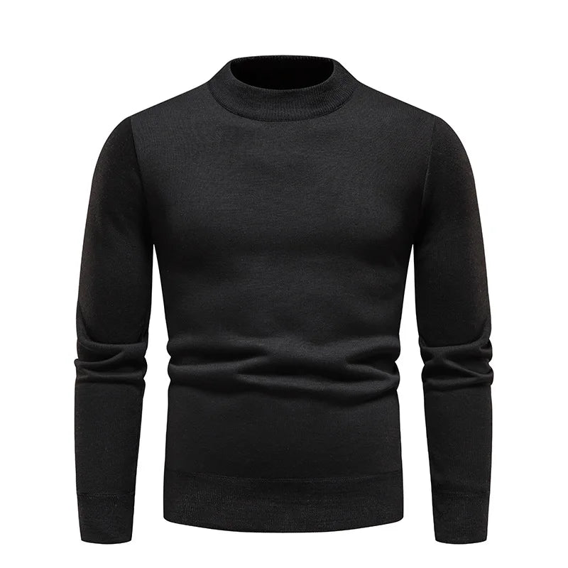 Solid Color Round Neck Knit Sweater Men