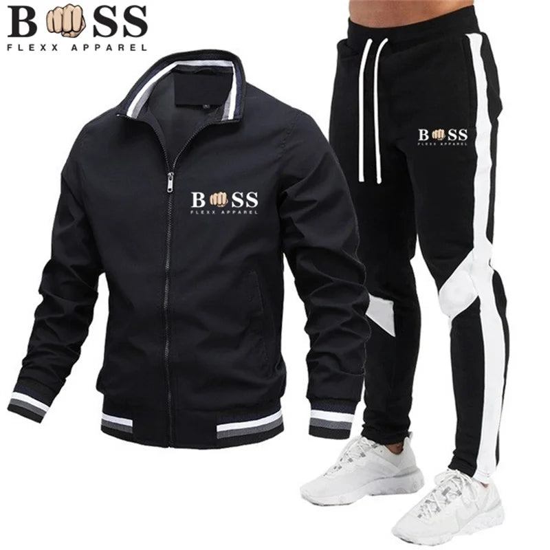 Men's  Tracksuit Two Piece Set Men Jacket Sweatpants Brand Clothing Male Sweatsuit Sport