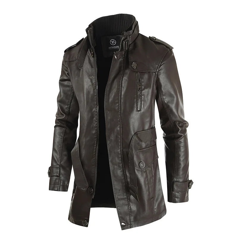 New High Quality Jacket Men's Street Windbreaker Coat Men Leather Clothing