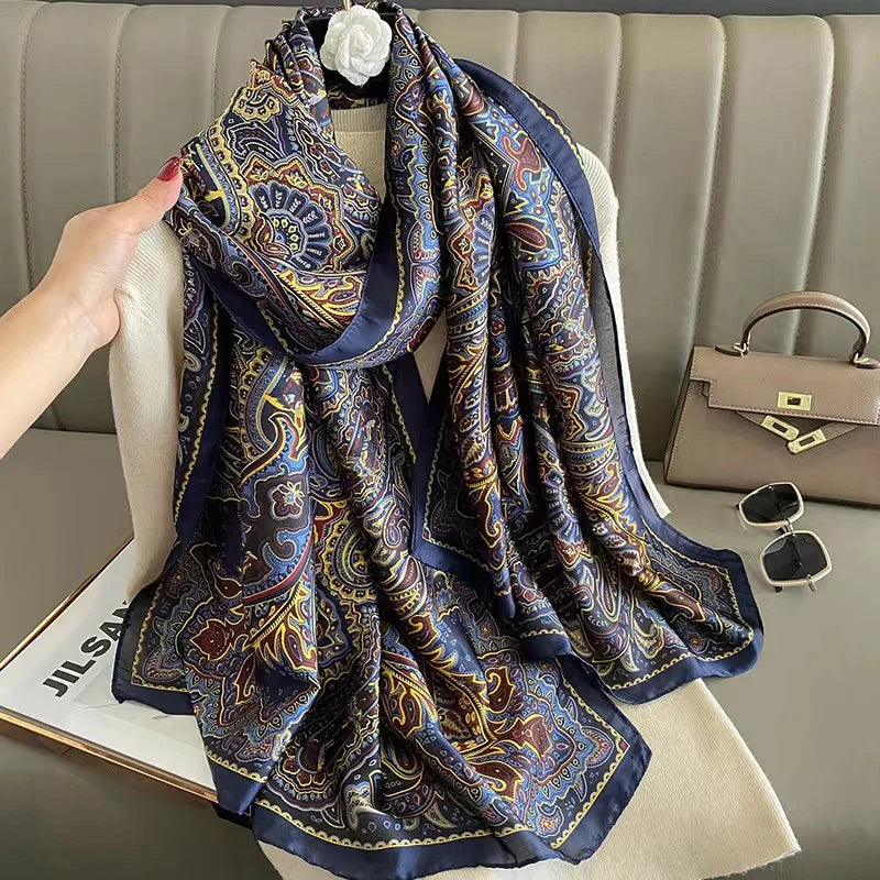 Women Fashion Print Silk Scarf Luxury Brand