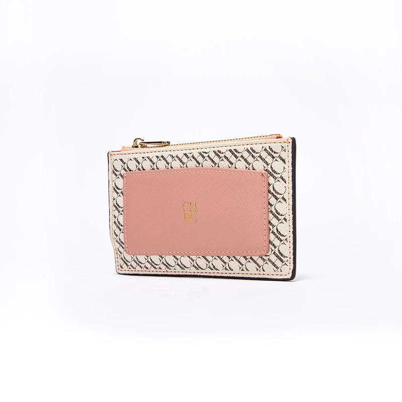 Wallet Button Zipper Fashionable Classic Folding Design Textured Printing Card Holder