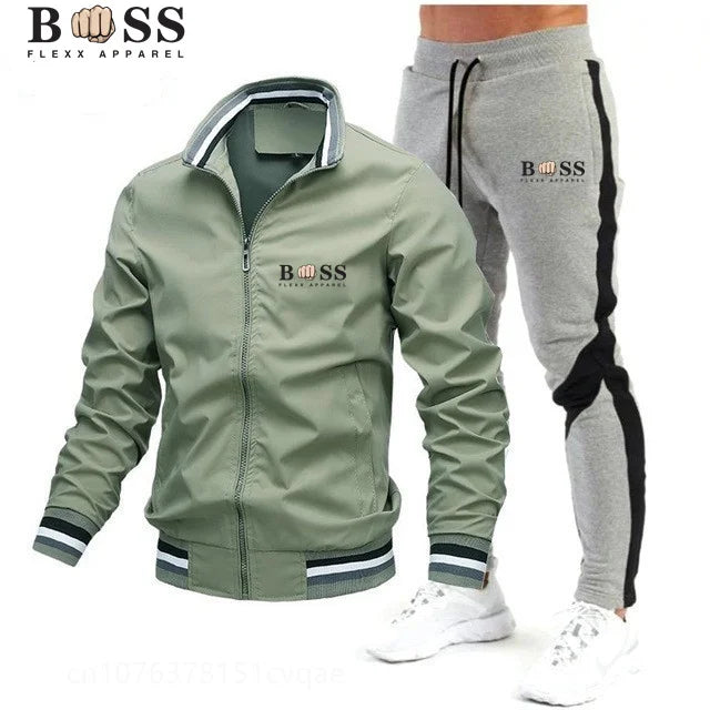 Men's  Tracksuit Two Piece Set Men Jacket Sweatpants Brand Clothing Male Sweatsuit Sport