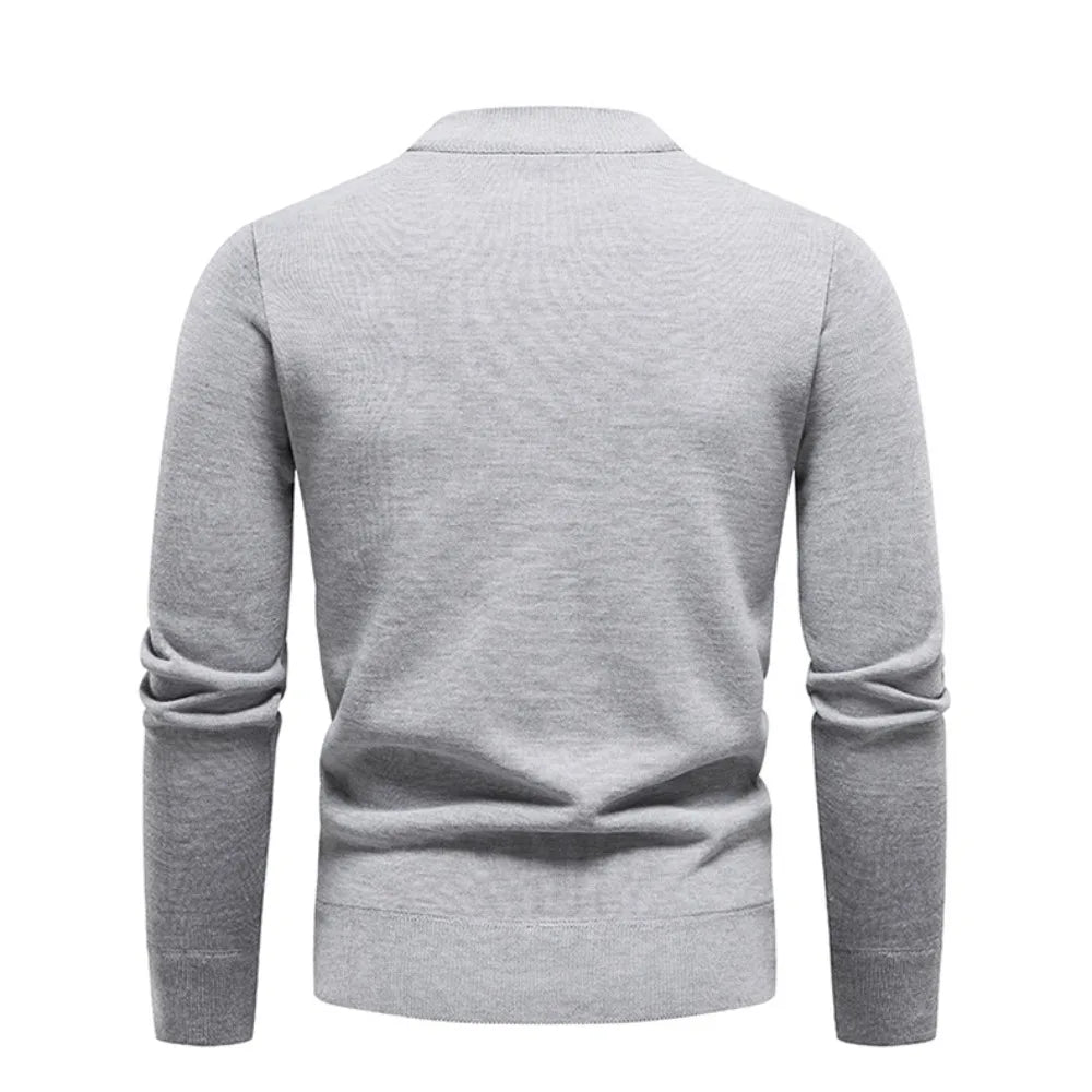 Solid Color Round Neck Knit Sweater Men