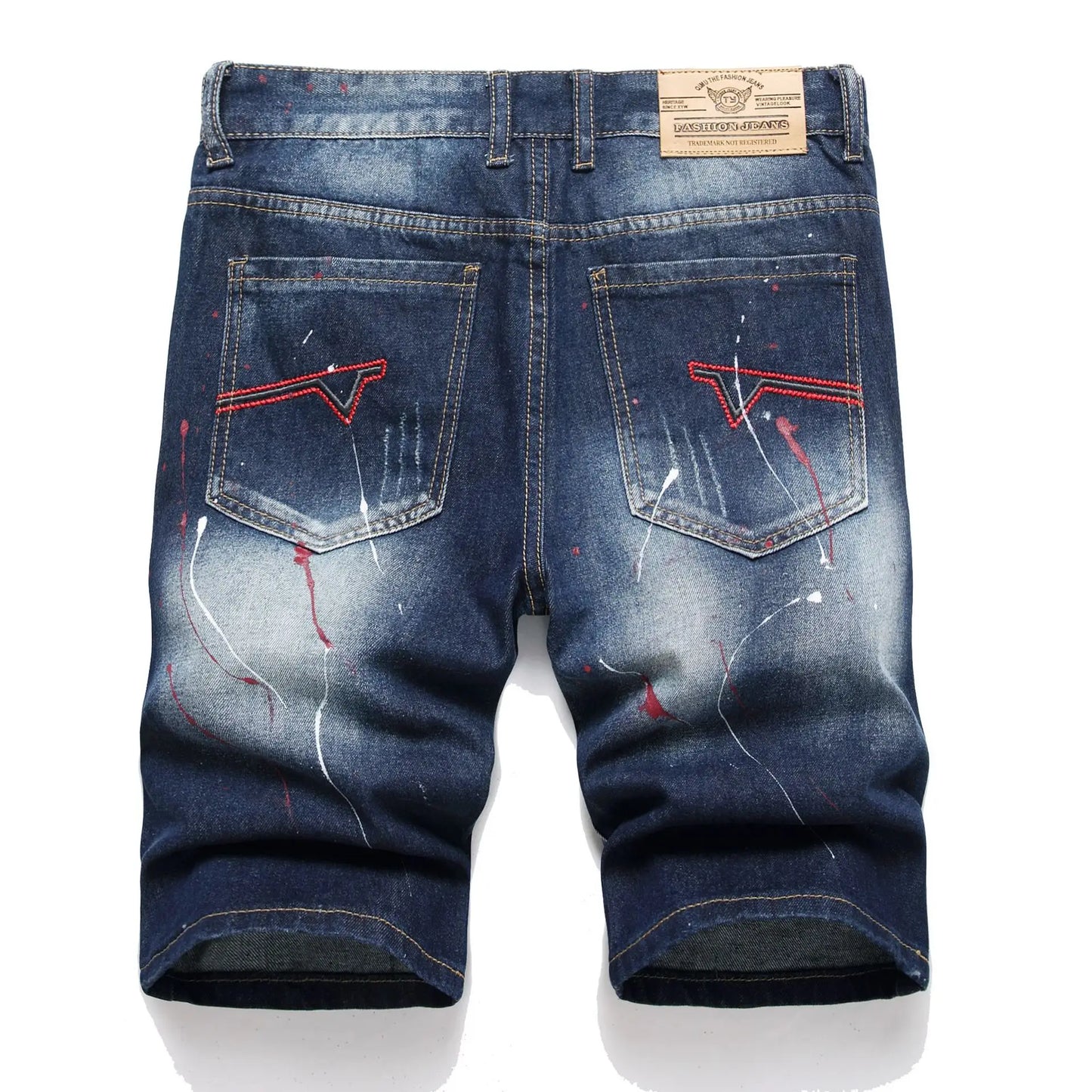 Men Graffiti Ripped Denim Shorts Jeans