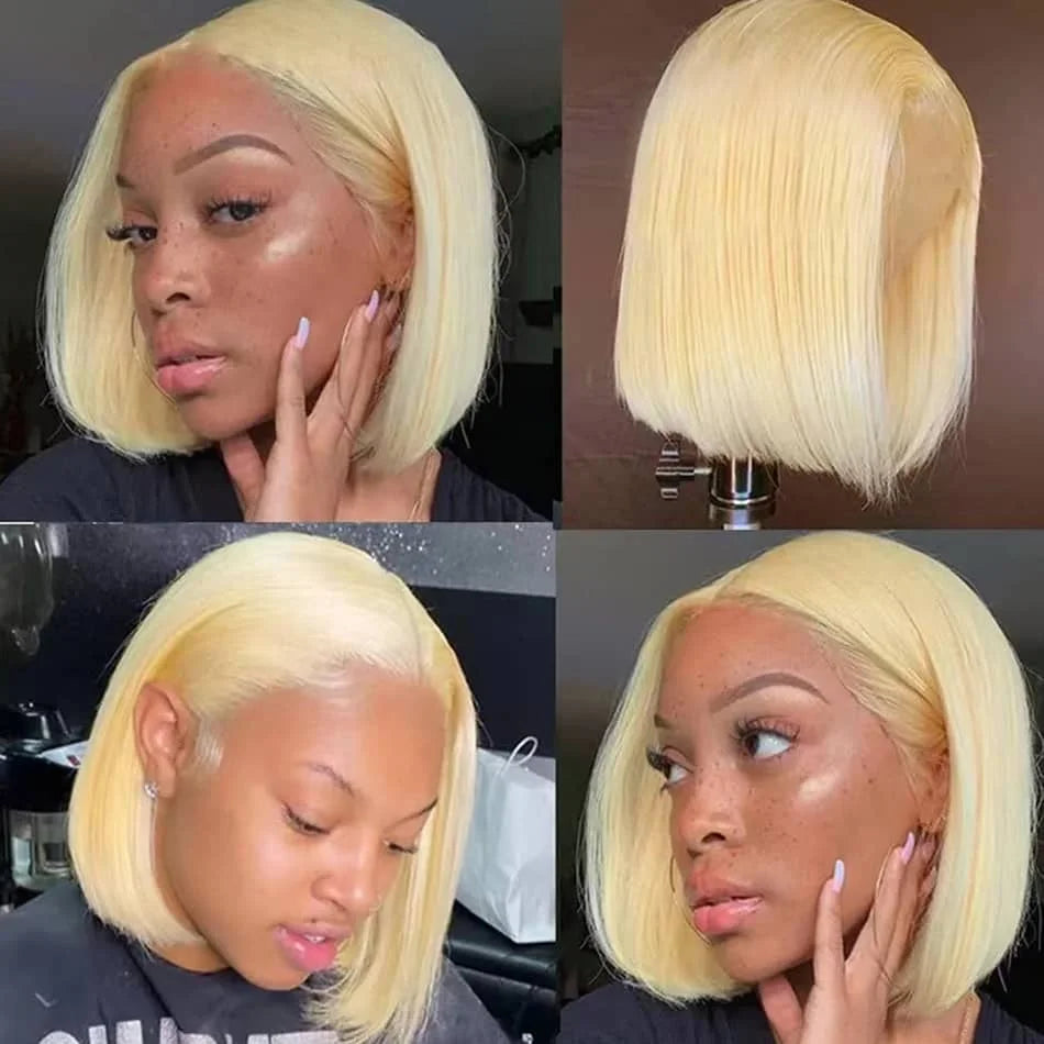 Straight Bob Wig Lace Front Human Hair Wigs for Women 613 Blond Transparent Short Bob Human Hair Wigs 13x4 Lace Frontal Wig