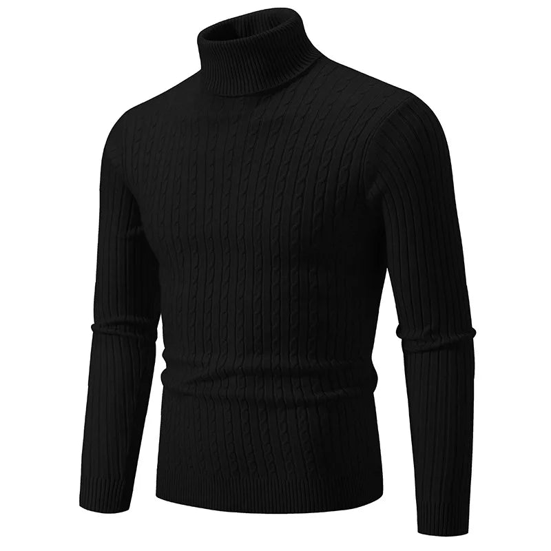 New Men's High Neck Sweater Solid Color