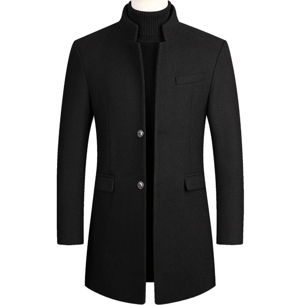 Men Slim Fit Long Sleeve Cardigans Blends Coat Jacket