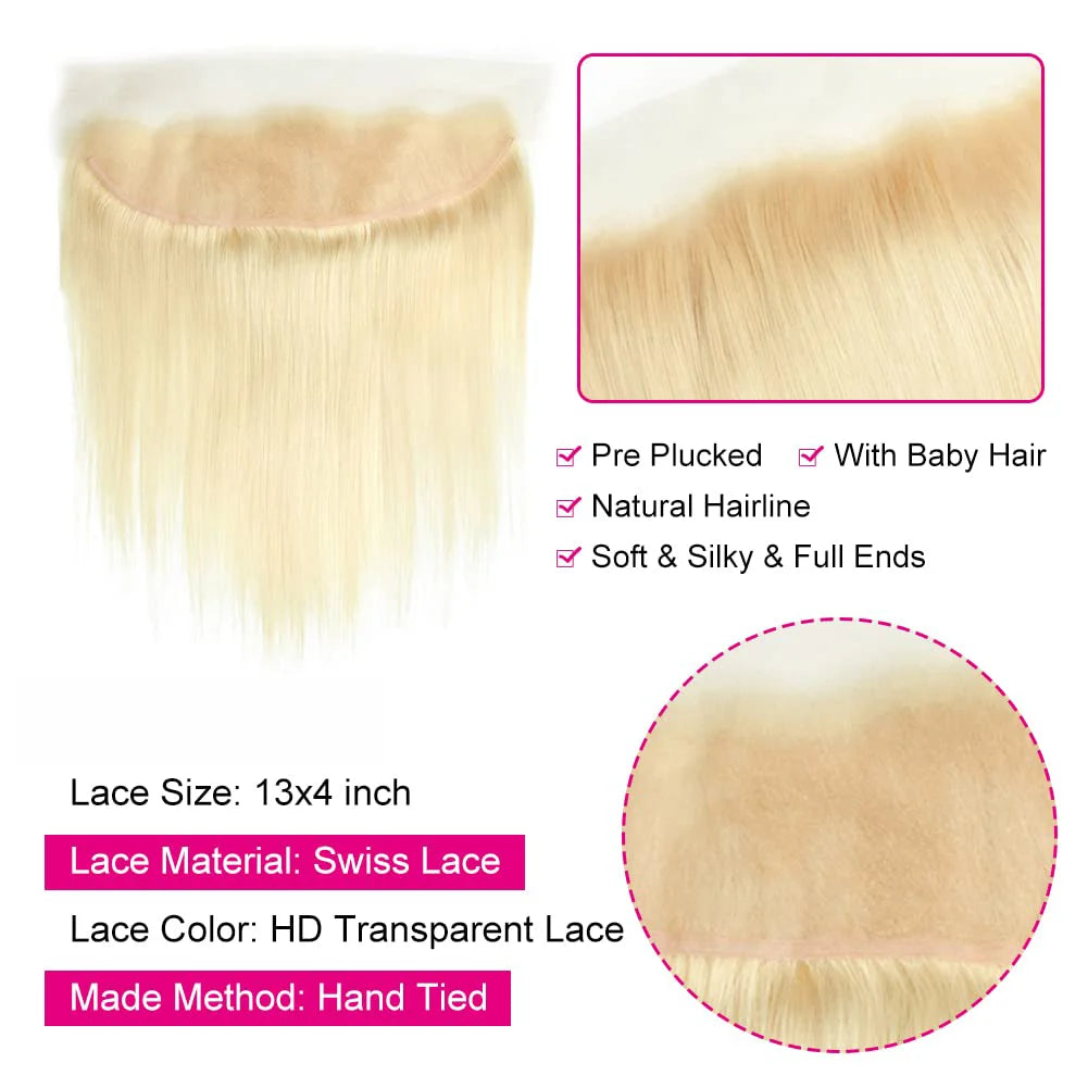 Blonde Frontal Only 13x4 Lace Frontal Closure Ear To Ear 613 Lace Frontal Straight Human Hair 13X4 Transparent Hd Lace Frontal