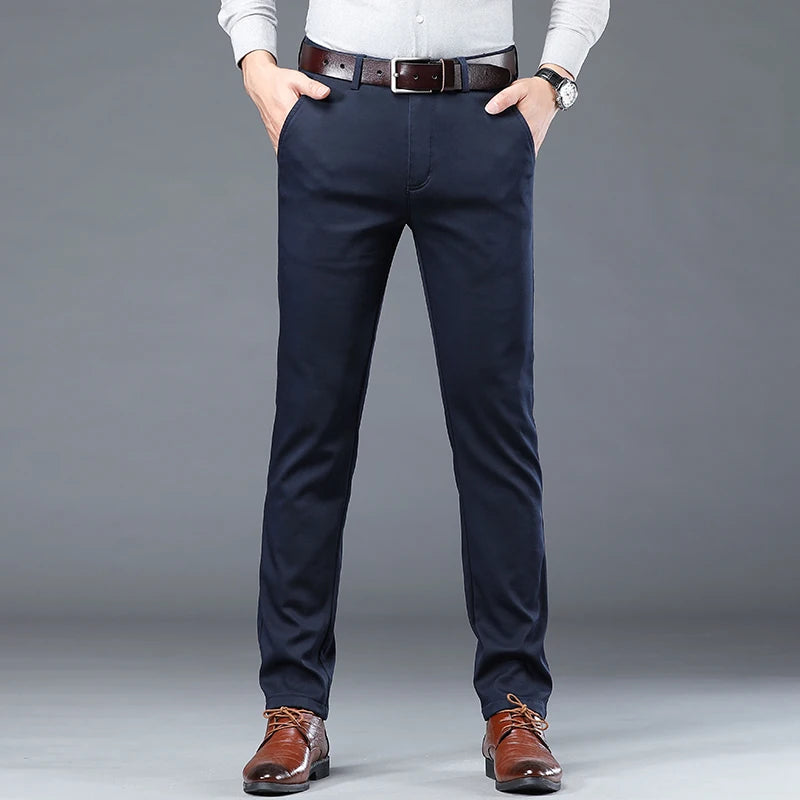 Thin Men's Business Casual Pants Stretch Straight Fashionable Versatile Casual Suit Long Pants Male