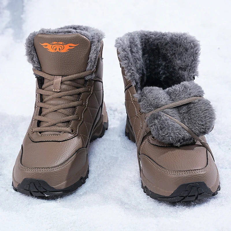 Winter Snow Boots For Man High Top Plush Warm Ankle Boots Lace Up Black High-quality Luxury Sneakers