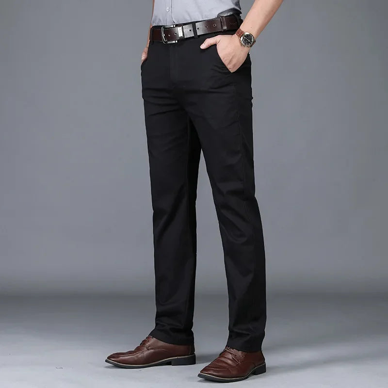 Thin Men's Business Casual Pants Stretch Straight Fashionable Versatile Casual Suit Long Pants Male