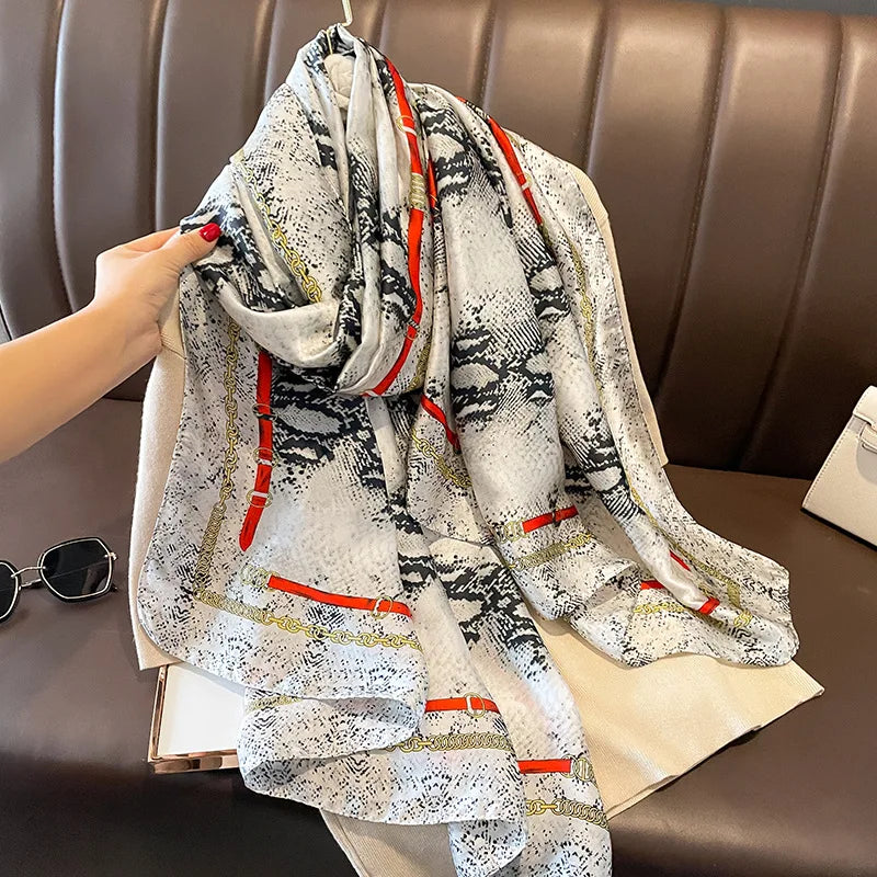 Women Fashion Print Silk Scarf Luxury Brand