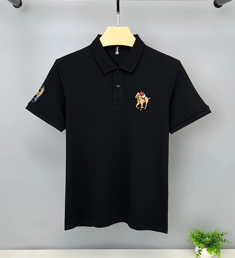 High end 100% pure cotton short sleeved polo shirt for men's