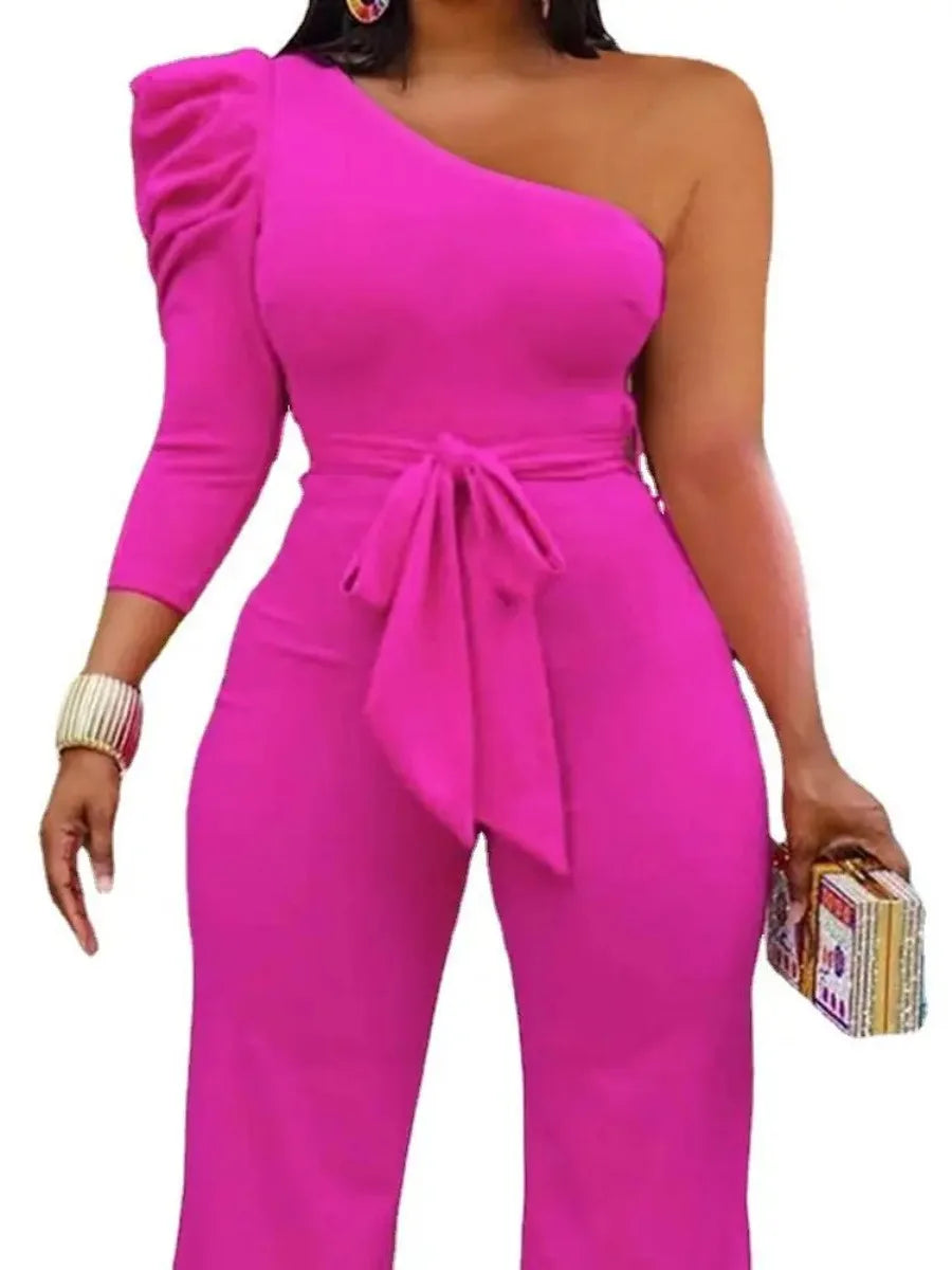 One Shoulder Wide Leg Jumpsuit Women