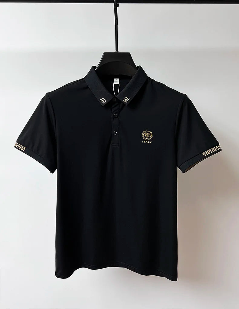 High end luxury brand fashion printed short sleeved POLO shirt for men