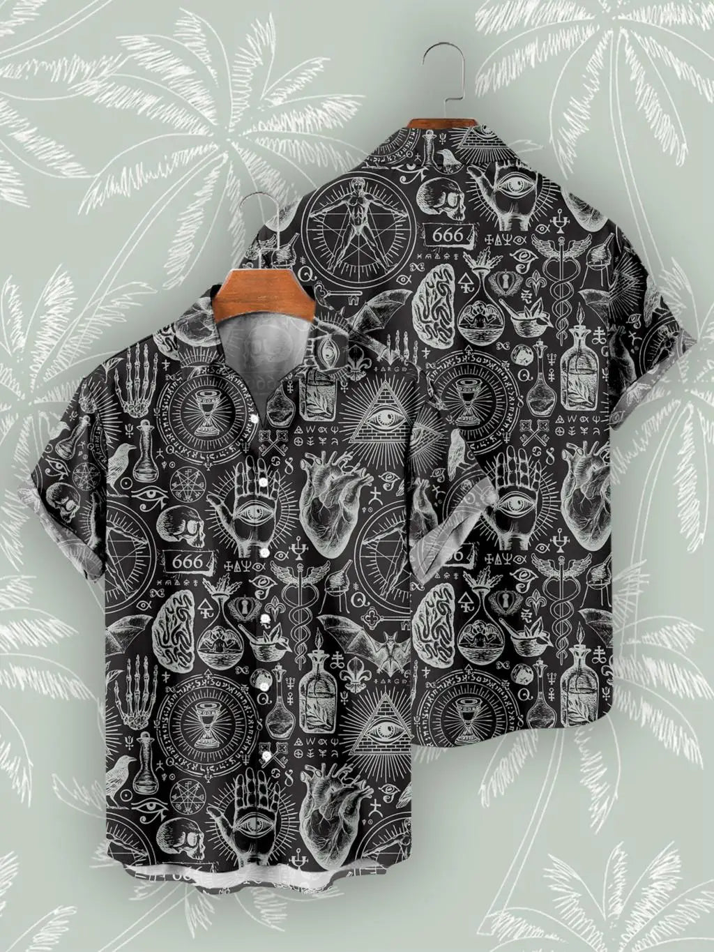 Hawaiian Shirts For Men's Skull Summer Casual Short Sleeve