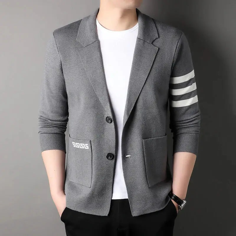 Brand embroidered sweater cardigan men's Spring and Autumn knitted coat