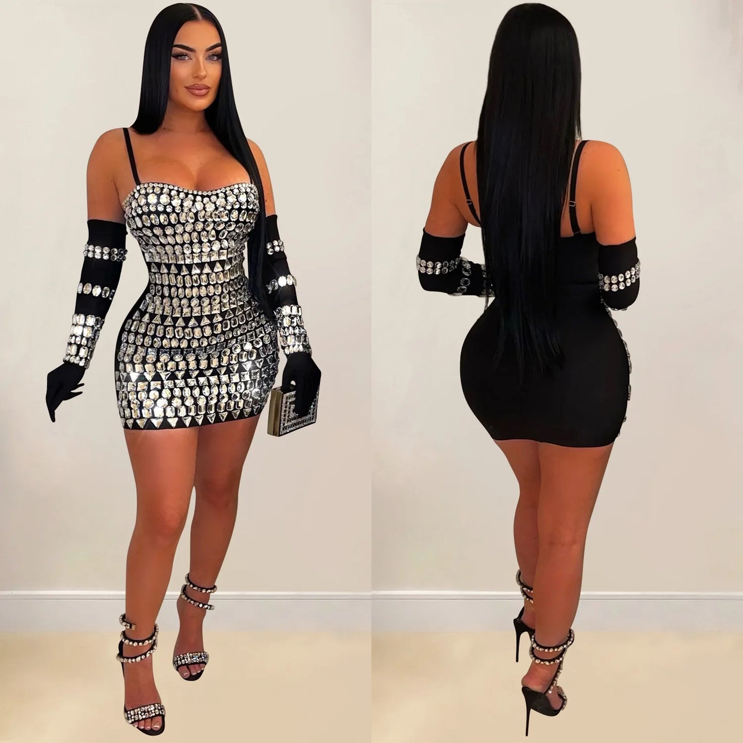 Black Mini Dress Lady Sexy Party Bodycon Evening Dresses