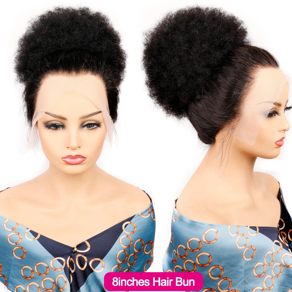 Afro Puff Hair Bun Chignon 8 10 Inch Short Drawstring Ponytail 100% Human Hair Brazilian Remy Hair Extension Hairpiece For Women