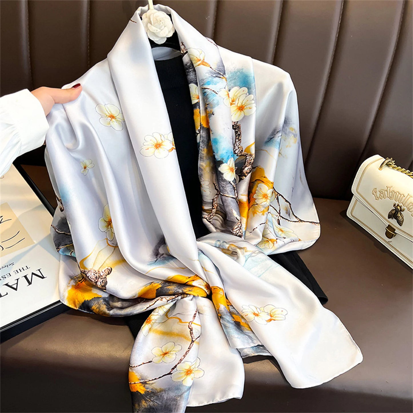 Women Fashion Print Silk Scarf Luxury Brand