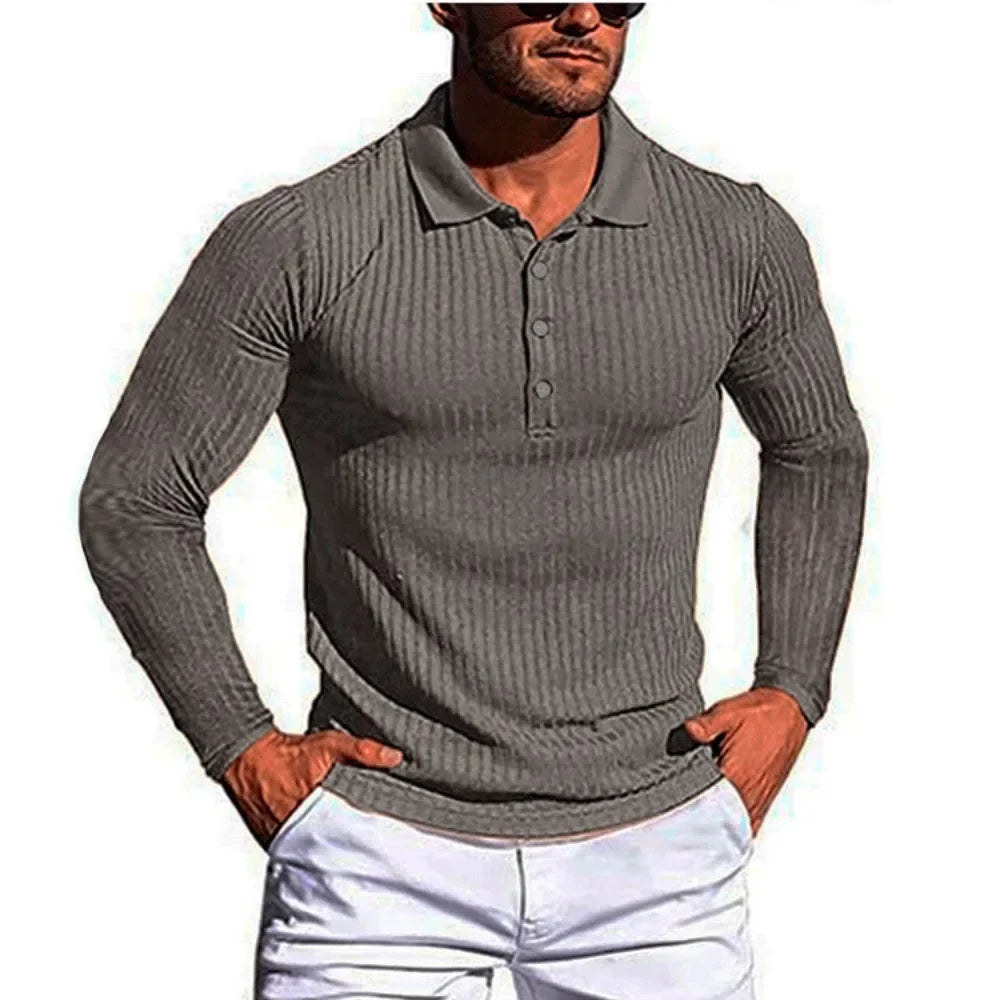 Men's Long Sleeve T-shirt POLO Slim Base Shirt Men