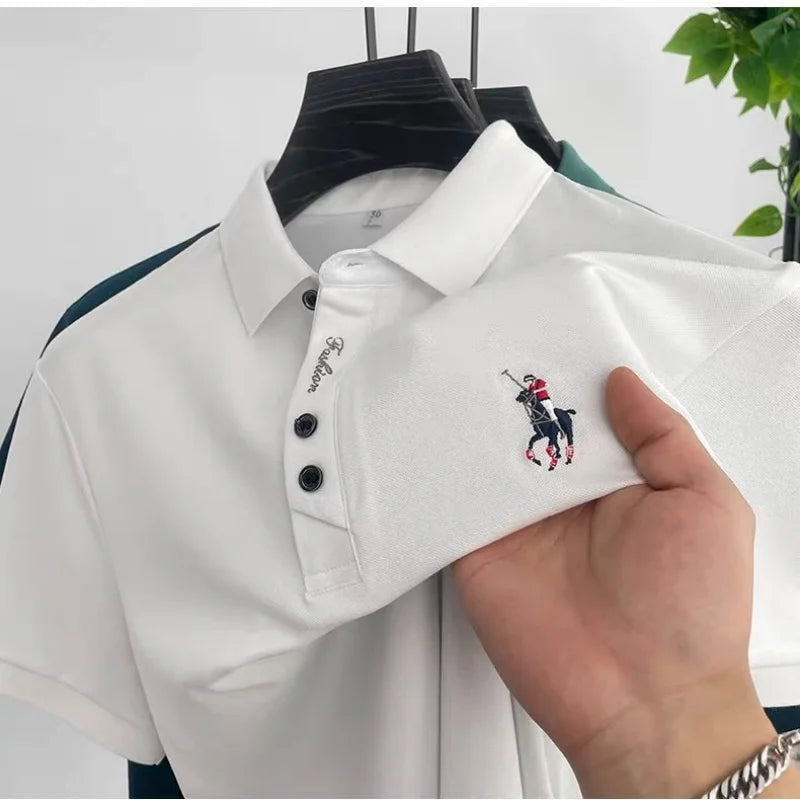 100% pure cotton high-end luxury brand men's short sleeve POLO T-shirt