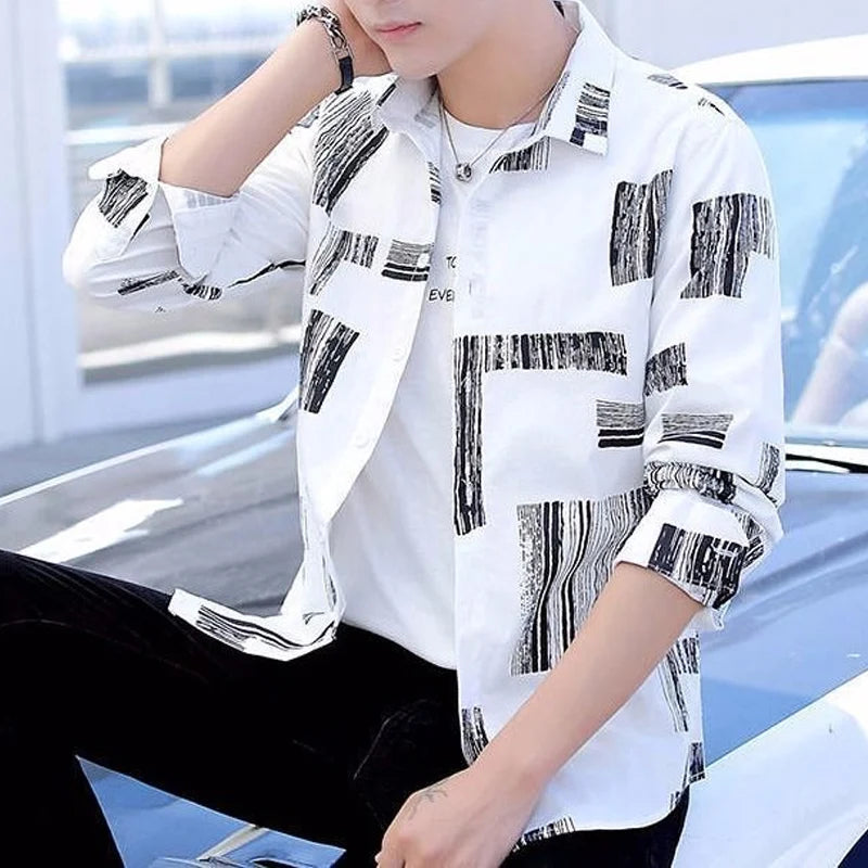 New Turn-down Collar Fashion Long Sleeve Shirt Man