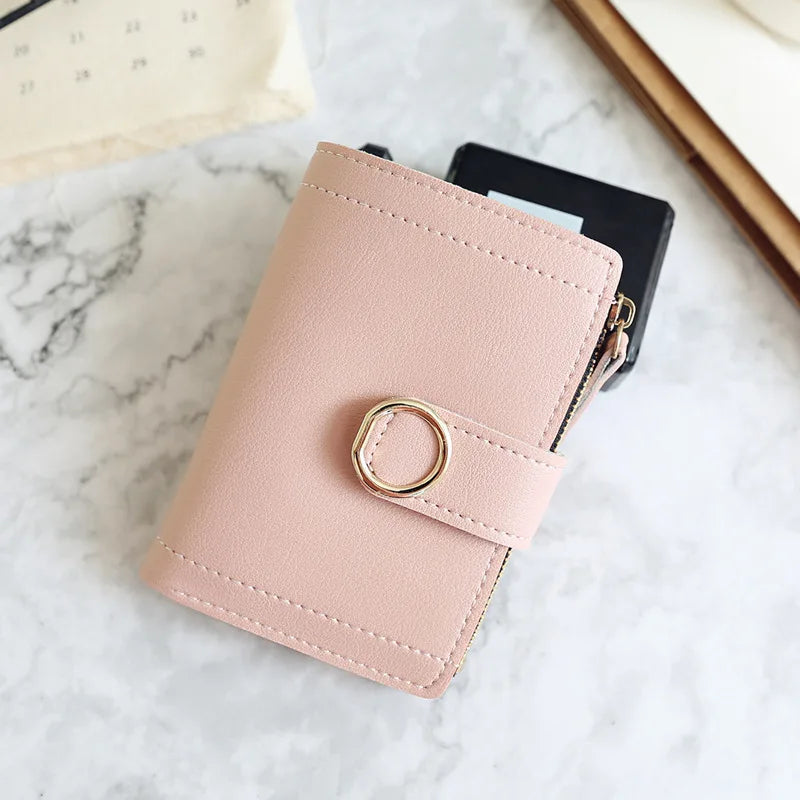 Women Small Leather Zipper Coin Purse Ladies Card Holder Wallet