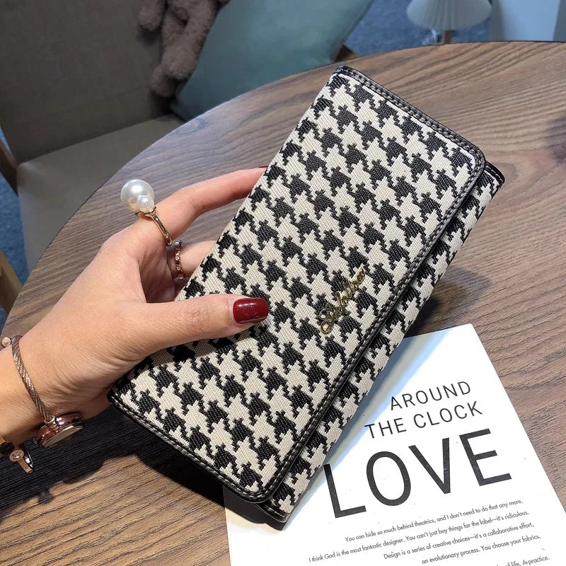 Women's Long Authentic Cowhide Canvas Luxury Wallet