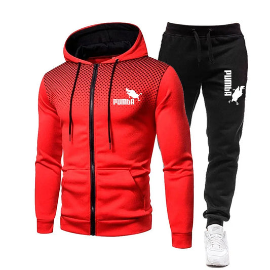 Men's Football Sets Zipper Hoodie+Pants Two Pieces