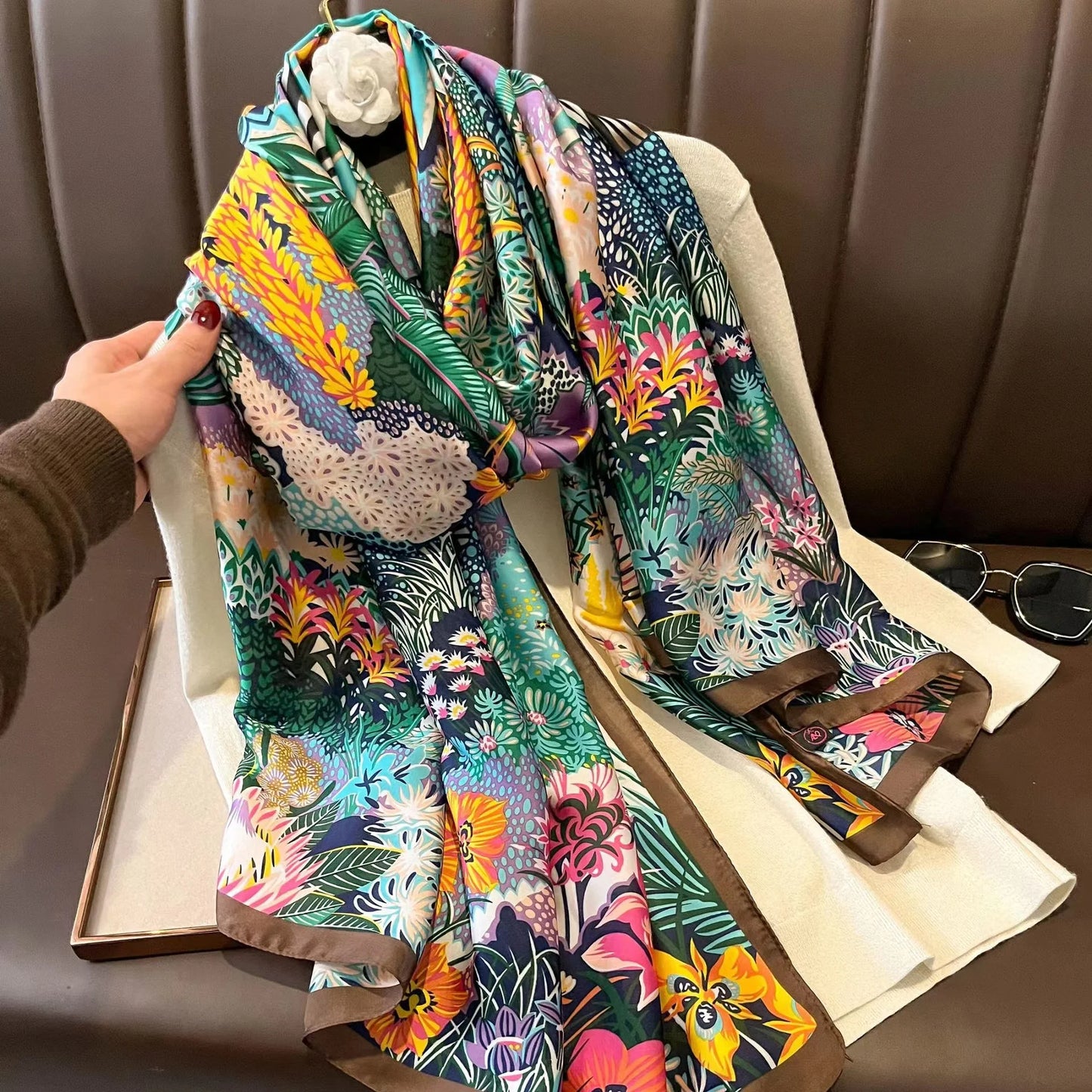 Women Fashion Print Silk Scarf Luxury Brand