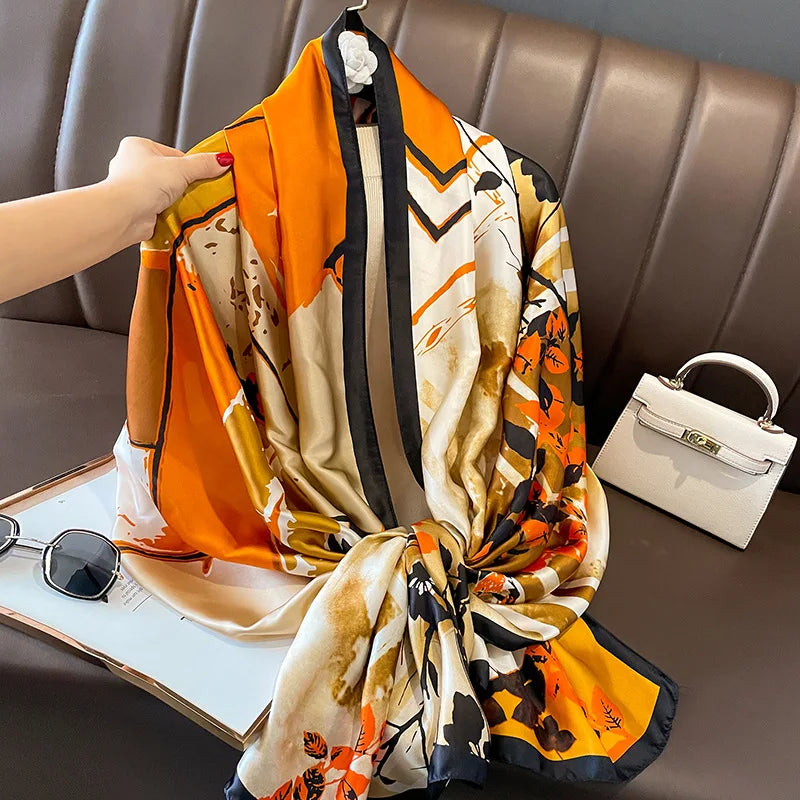 Women Fashion Print Silk Scarf Luxury Brand