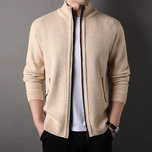 Men's Stand-up Collar Knit Sweater Jacket