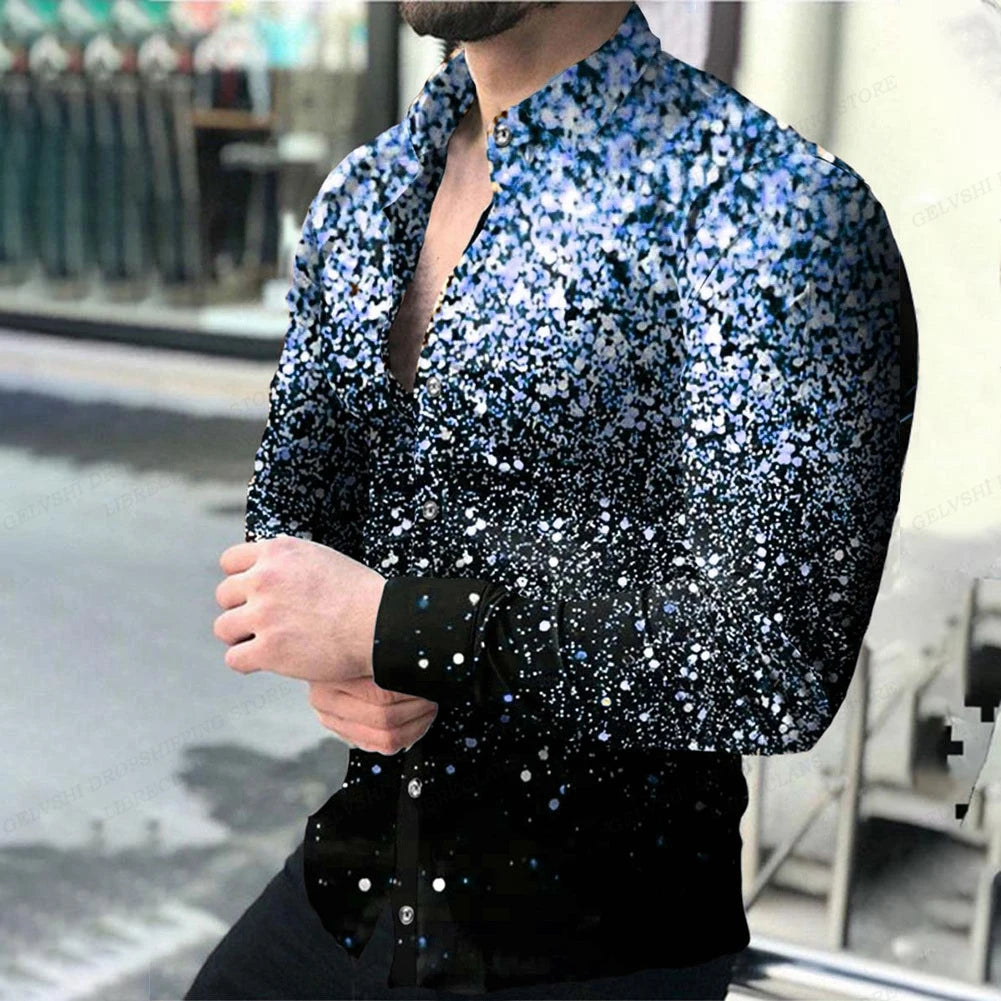 Long Sleeve Beach Blouse Male Luxury Camisa Men's Clothing Streetwear