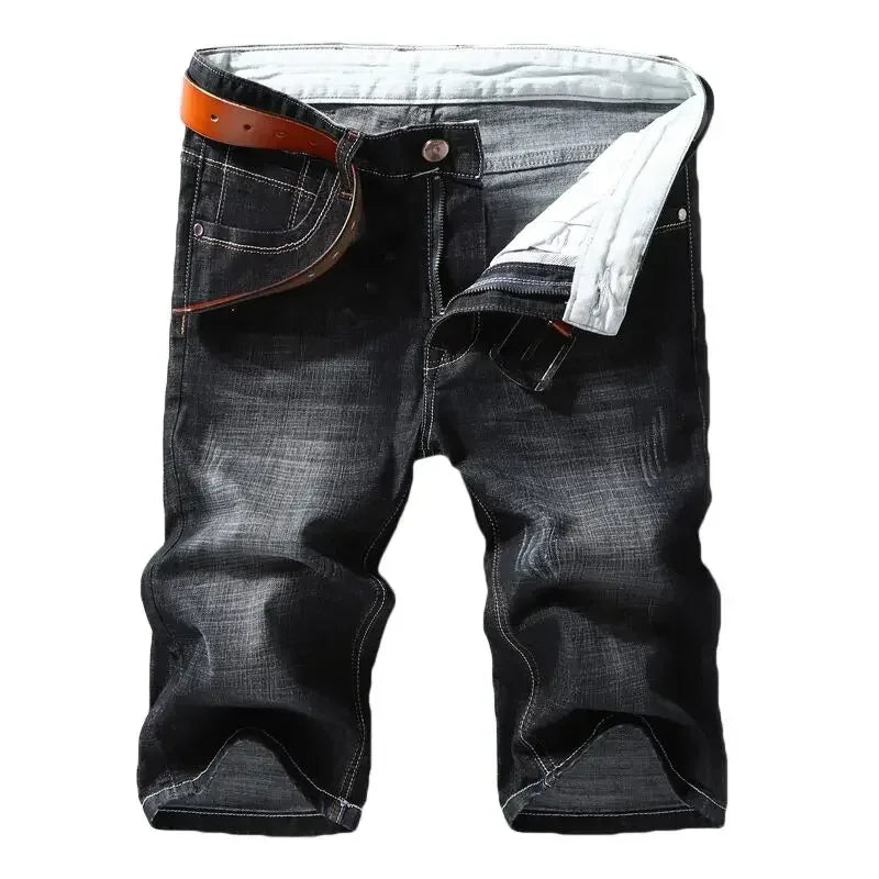 Men Denim Shorts New Style Thin Section Elastic Force Slim Fit