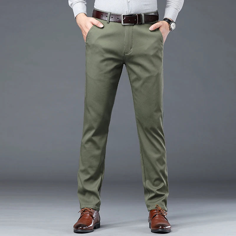 Thin Men's Business Casual Pants Stretch Straight Fashionable Versatile Casual Suit Long Pants Male