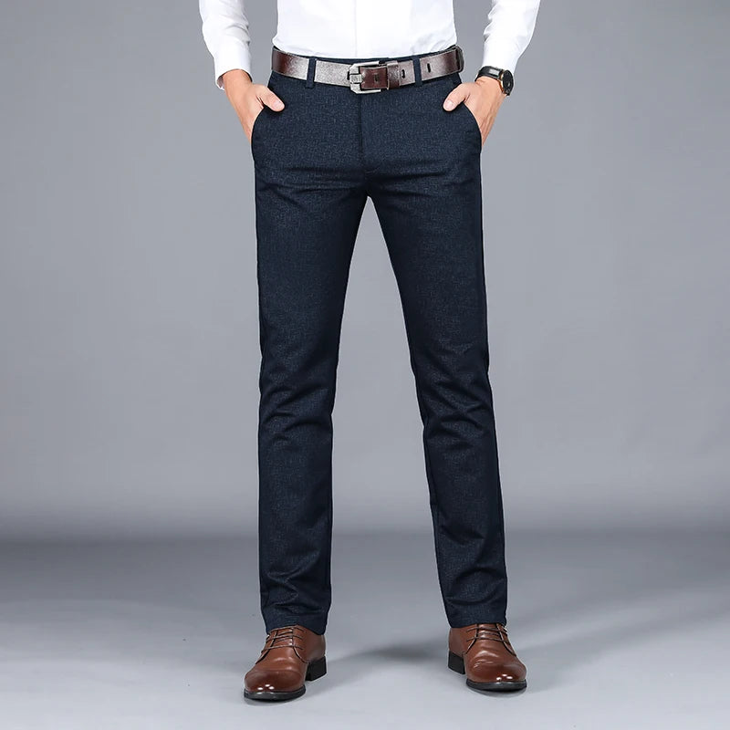 High Quality 98% Cotton Men's Business Formal Office Trousers Classic Fashion