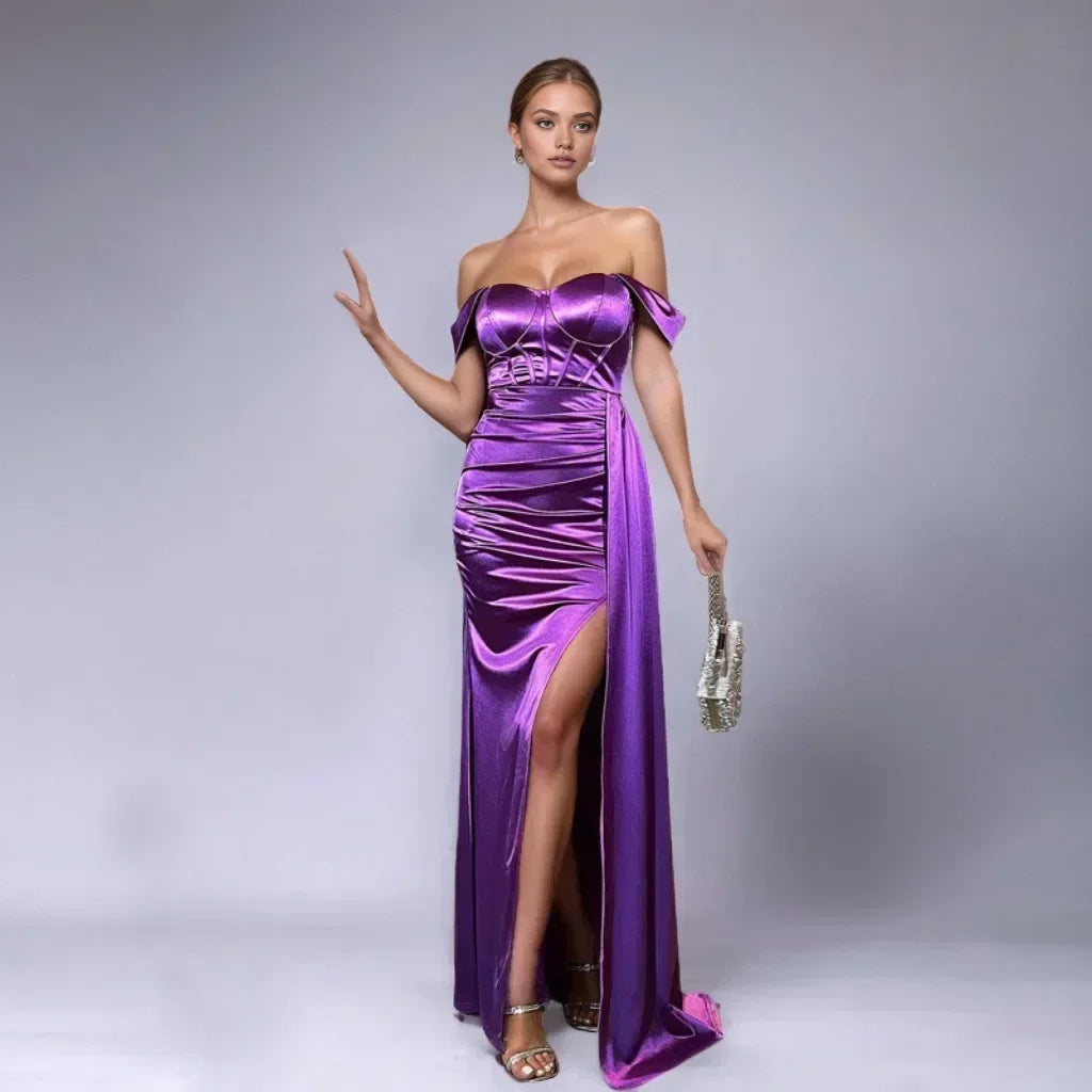 Solid Color Off-shoulder Mermaid Formal Evening Dress